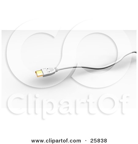 Clipart Illustration of a Six Pin Fire Wire Cable With A Golden Prong by KJ Pargeter
