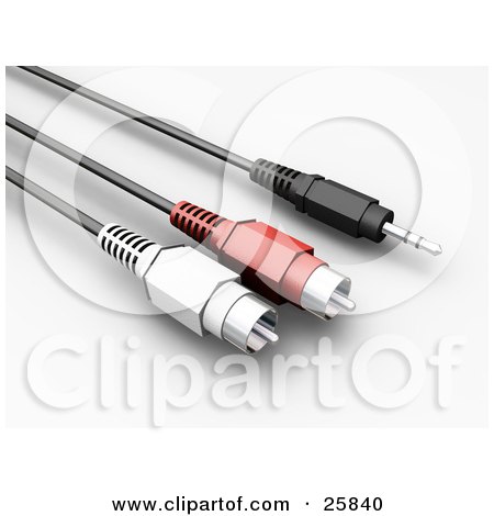 Clipart Illustration of Black, Red, And White Audio Cables by KJ Pargeter