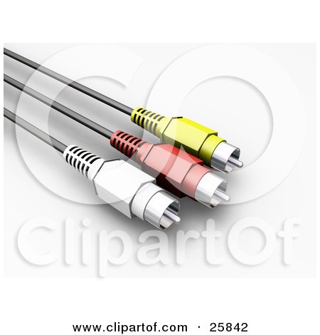 Clipart Illustration of White, Red And Yellow Audio Video Cables by KJ Pargeter
