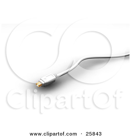 Clipart Illustration of a Four Pin Fire Wire Cable With A Golden Prong by KJ Pargeter