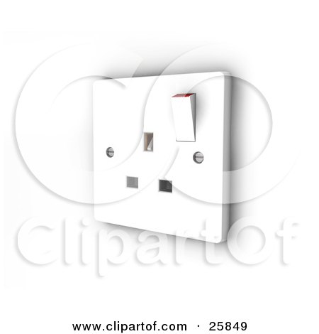 Clipart Illustration of an Electrical Three Pin Socket Plugin Face Plate by KJ Pargeter