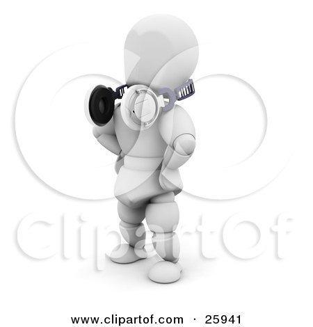 Clipart Illustration of a White Character Standing With Headphones Around His Neck, Over White by KJ Pargeter