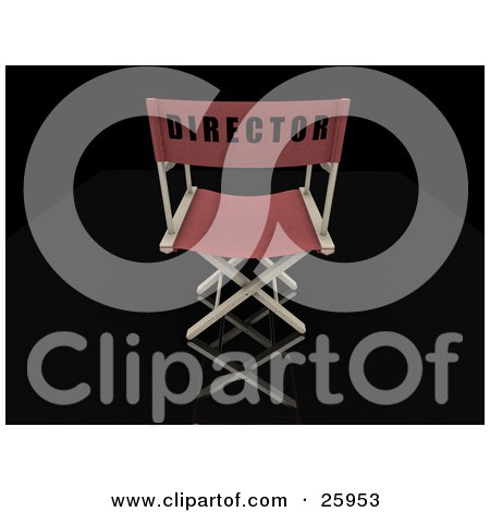 Clipart Illustration of The Back Of A Red Director's Chair, Over Black by KJ Pargeter