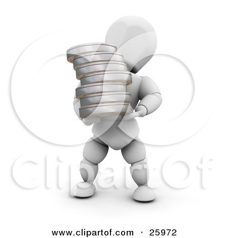 Clipart Illustration of a White Character Carrying Film Reels In His Arms by KJ Pargeter
