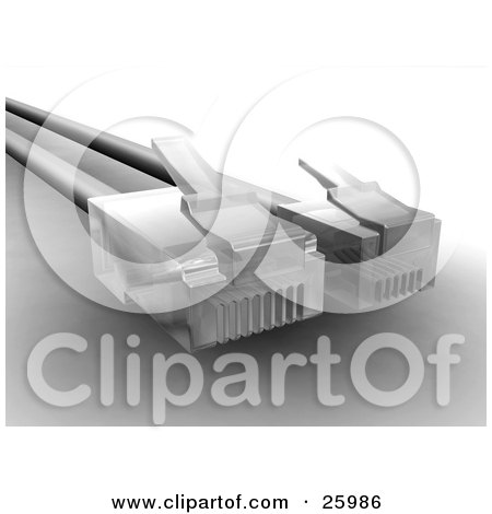 Clipart Illustration of a Closeup Of White RJ45 And RJ11 Ethernet Cables. by KJ Pargeter