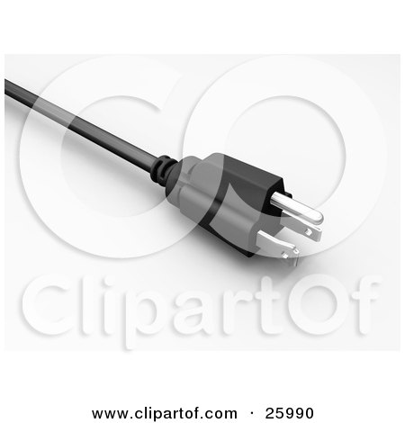 Clipart Illustration of a Closeup Of A Black And Silver American Power Plug Adapter by KJ Pargeter