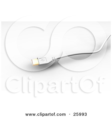 Clipart Illustration of a USB Cable With A Golden Prong by KJ Pargeter