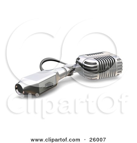 Clipart Illustration of a Retro Microphone With A Switch, Lying On A White Background by KJ Pargeter