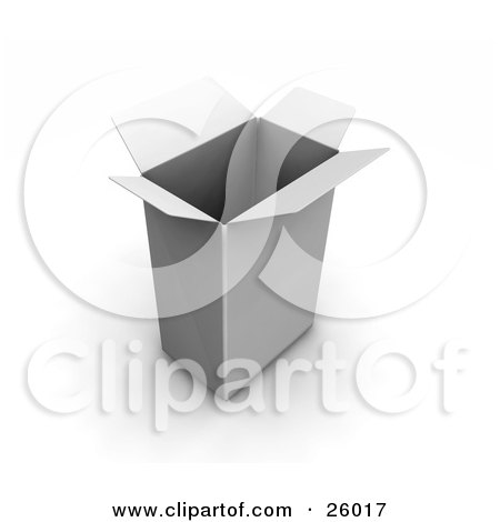 Clipart Illustration of an Open White Shipping Box, Over White by KJ Pargeter