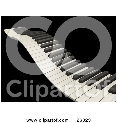 Clipart Illustration of a Wavy Keyboard Heading Off Into The Distance, Over A Black Background by KJ Pargeter