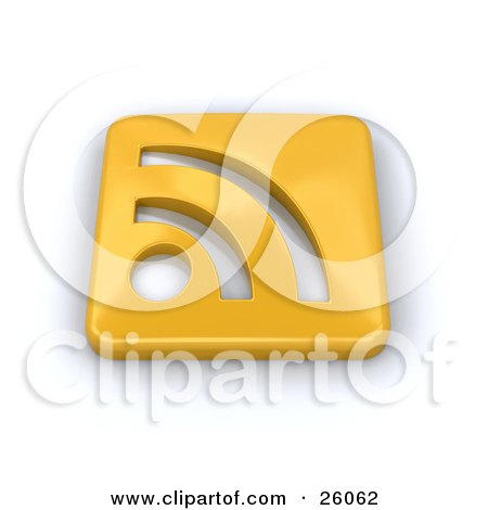 Clipart Illustration of a Golden Square RSS Button, On A White Background by KJ Pargeter