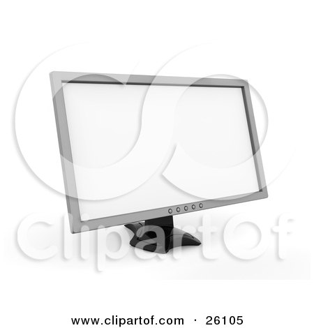 Clipart Illustration of a Large Silver Flat Computer Screen by KJ Pargeter