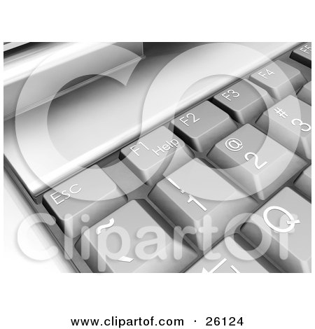 Clipart Illustration of a Closeup Of A Laptop Computer Keyboard With The Esc, Number And F Numbered Keys by KJ Pargeter