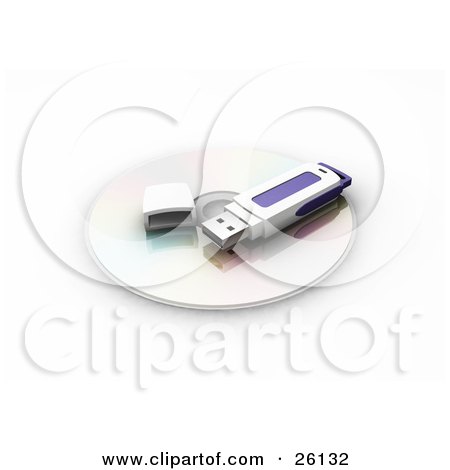 Clipart Illustration of a Memory Stick On Top Of A CD by KJ Pargeter