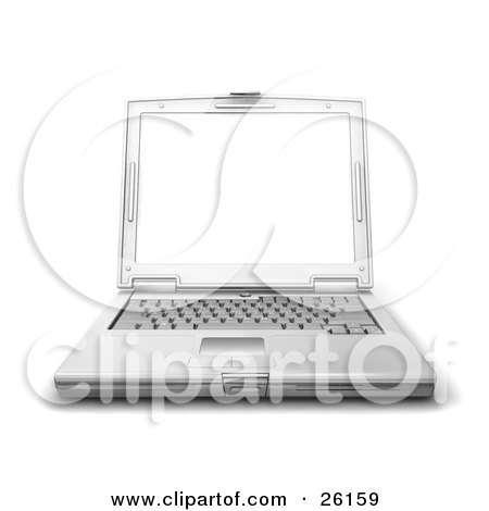 Clipart Illustration of a White Screen On A Notebook Computer by KJ Pargeter