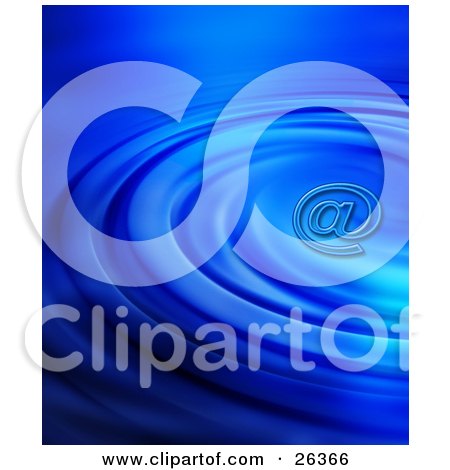 Clipart Illustration of an At Symbol Over a Background of Rippling Blue Water by KJ Pargeter