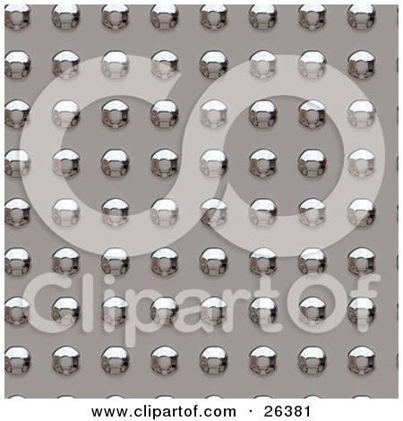 Clipart Illustration of a Background Of Chrome Rivets In Rows by KJ Pargeter