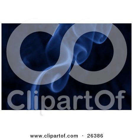 Clipart Illustration of Blue Smoke Twirling And Rising Over A Black Background by KJ Pargeter