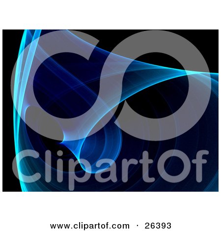 Clipart Illustration of a Blue Fractal Curving And Twisting Over A Black Background by KJ Pargeter