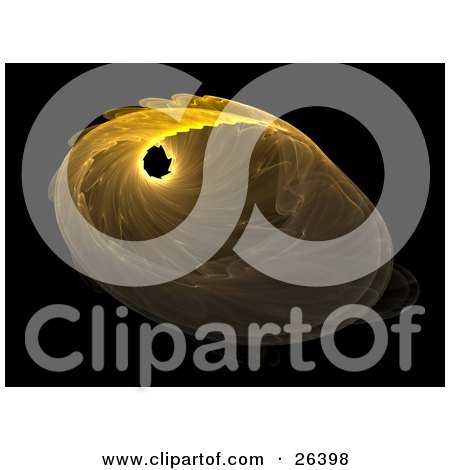 Clipart Illustration of a Yellow Fractal Forming A Vortex, Over A Black Background by KJ Pargeter