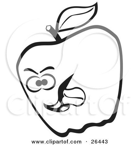 Clipart Illustration of an Apple Character With Its Tongue Hanging Out by David Rey