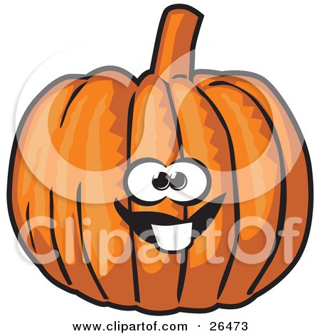 Clipart Illustration of a Friendly Buck Toothed Orange Pumpkin Character by David Rey