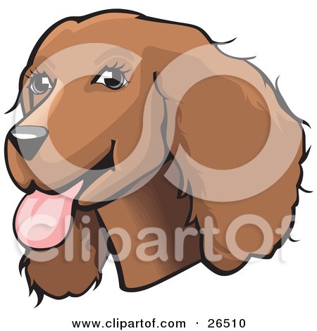 Clipart Illustration of a Friendly Brown Cocker Spaniel Dog With Its Tongue Hanging Out Of Its Mouth by David Rey
