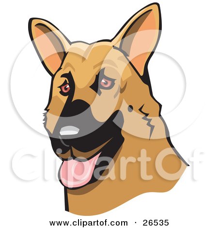 Clipart Illustration of a Friendly Brown And Black German Shepherd Dog With His Tongue Hanging Out by David Rey
