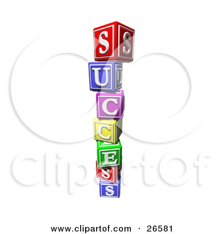 Clipart Illustration of a Stack Of Colorful Toy Alphabet Blocks Spelling Out Success by AtStockIllustration