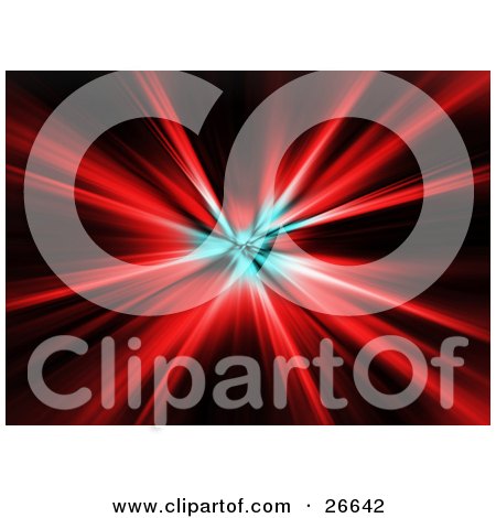 Clipart Illustration of a Burst Of Red And Blue Light Over A Black Background by KJ Pargeter
