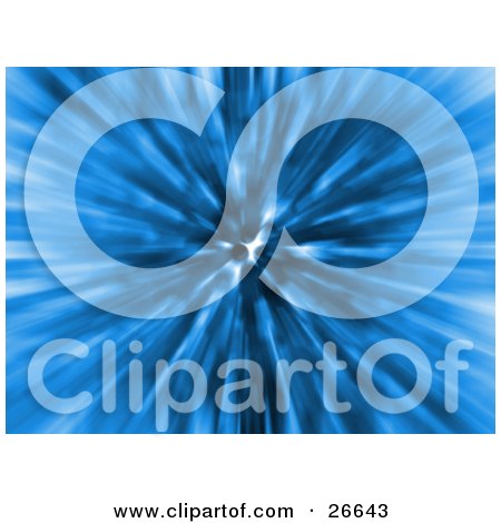 Clipart Illustration of a Large Blue Explosion Zooming Towards The Distance by KJ Pargeter
