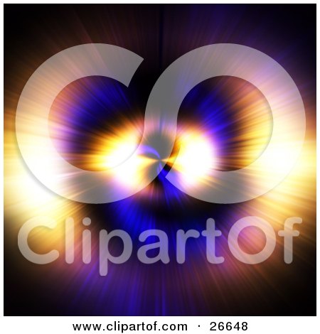 Clipart Illustration of a Bursting Purple, Blue, Pink, Yellow And Orange Light Resembling An Eye by KJ Pargeter