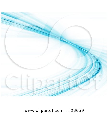 Clipart Illustration of a White Background With Blue Curving Lines In A Blur by KJ Pargeter