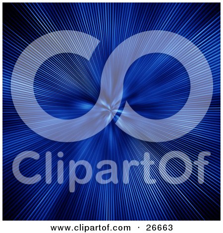 Clipart Illustration of Tiny Lines Of Blue Bursts Emerging From A Vortex, On A Black Background by KJ Pargeter