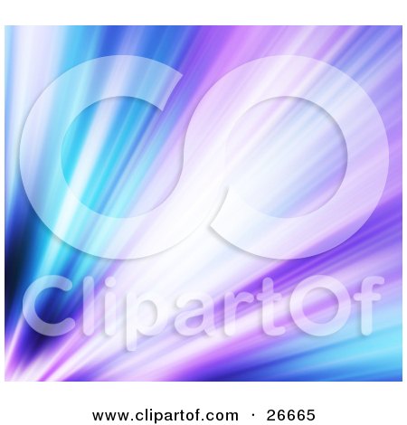 Clipart Illustration of Bright White, Blue And Purple Light Rays Shining by KJ Pargeter