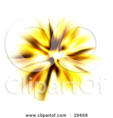 Clipart Illustration of a Bright White And Yellow Burst Of Light On White by KJ Pargeter