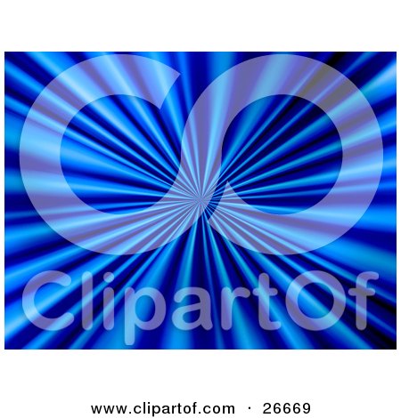 Clipart Illustration of a Bold Blue Bursting Background Of Rays Emerging From The Center by KJ Pargeter