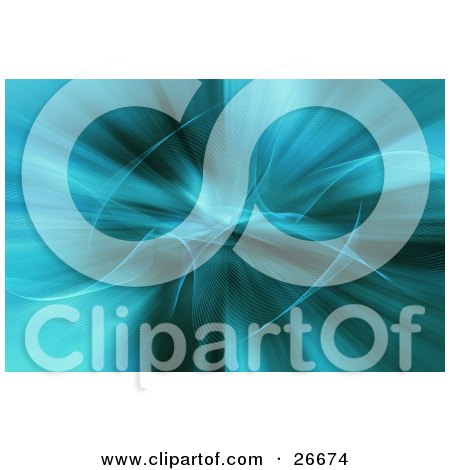 Clipart Illustration of a Turquoise Background With White Wavy Wisps Curling Through The Center by KJ Pargeter