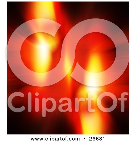 Clipart Illustration of a Burst Of Blurred Orange And Red Light Over A Black Background by KJ Pargeter