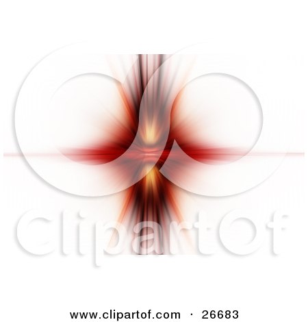 Clipart Illustration of a Burst Of Red Light Over A White Background by KJ Pargeter