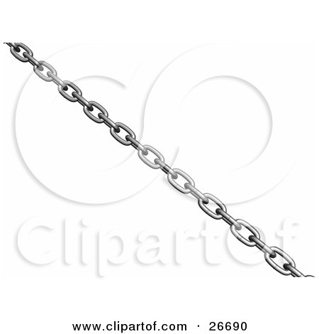 Clipart Illustration of a Strong Silver Chain Spanning Diagonally Across A White Background by KJ Pargeter