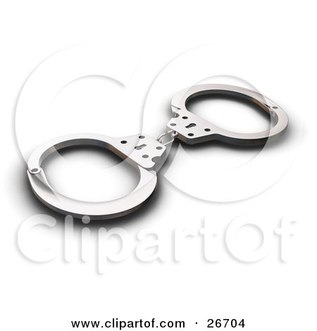 Clipart Illustration of a Pair Of Police Handcuffs On A White Background by KJ Pargeter