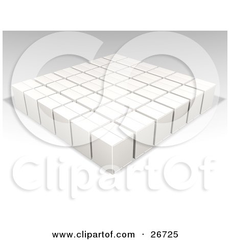 Clipart Illustration of Sealed White Cardboard Boxes In A Warehouse by KJ Pargeter