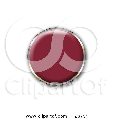 Clipart Illustration of a Red Push Button With A Chrome Border, On White by KJ Pargeter