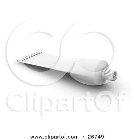 Clipart Illustration of a Blank White Tube Of Paint Or Toothpaste by KJ Pargeter