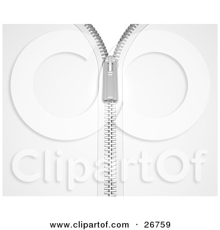 Clipart Illustration of a Silver Zipper Zipping Up A Jacket Or Bag by KJ Pargeter