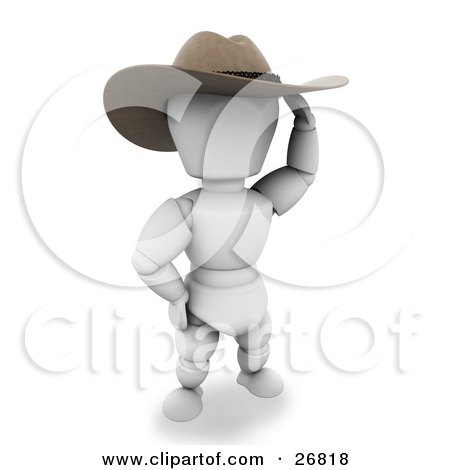 Clipart Illustration of a Western Cowboy White Character Wearing A Stetson Hat And Shielding His Eyes by KJ Pargeter