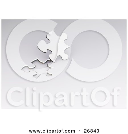 Clipart Illustration of a White Jigsaw Puzzle Piece Emerging Out Of A White Background by KJ Pargeter