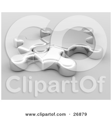 Clipart Illustration of Light And Dark Silver Jigsaw Puzzle Pieces Connected Together by KJ Pargeter