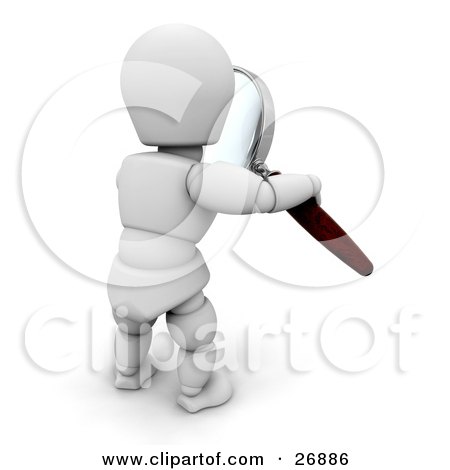 Clipart Illustration of a White Character Examining With A Magnifying Glass by KJ Pargeter